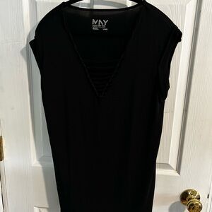 Marc New York Black Fitted Cap Sleeve Blouse